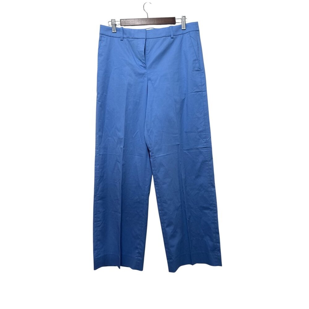 JCREW Wide Leg Chino Trousers Pants Womens 8 Blue Flare Nautical Classic Office - Picture 2 of 11